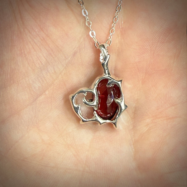 Beloved Necklace with Garnet Spiral ~ One of a Kind