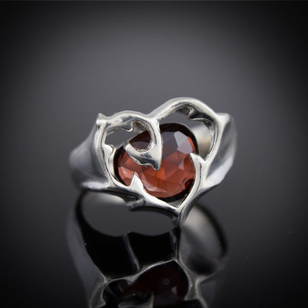 Beloved Ring with Garnet Spiral ~ One of a Kind