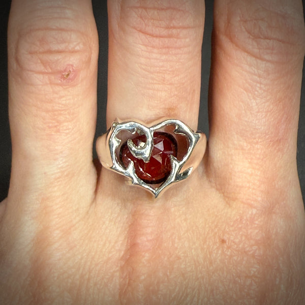 Beloved Ring with Garnet Spiral ~ One of a Kind