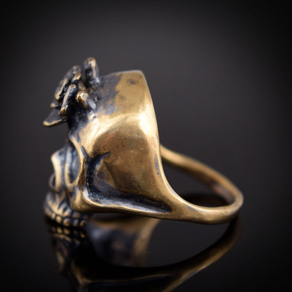 Third Eye Rose Skull Ring ~ Bronze