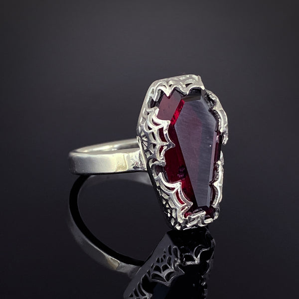 Garnet Coffin Ring