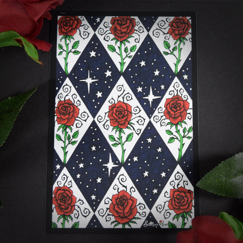 Harlequin Rose ~ 6x4 Giclee Print