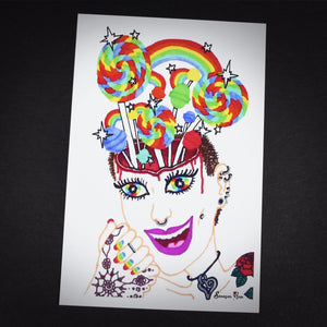 Head Full of Rainbows and Lollipops ~ 6x4 Giclee Print