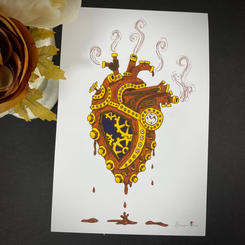 Steampunk Heart ~ 6x4 Giclee Print