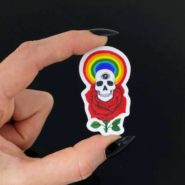 I Like Roses, Skulls and Rainbows Sticker