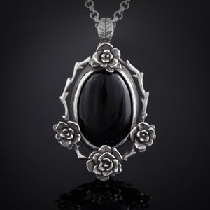 Mini Rose Pendant with Onyx Stone
