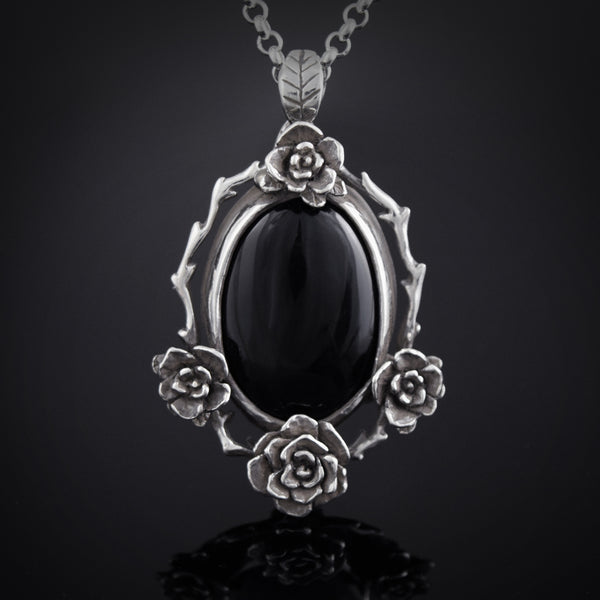Mini Rose Pendant with Onyx Stone