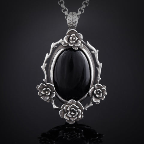 Mini Rose Pendant with Onyx Stone