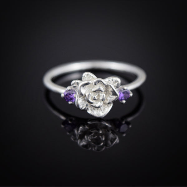 Mini Rose Ring with Colored Zircon