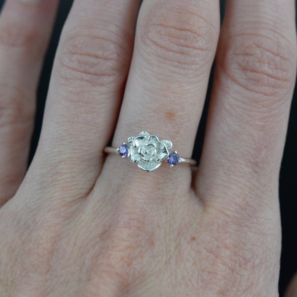 Mini Rose Ring with Colored Zircon