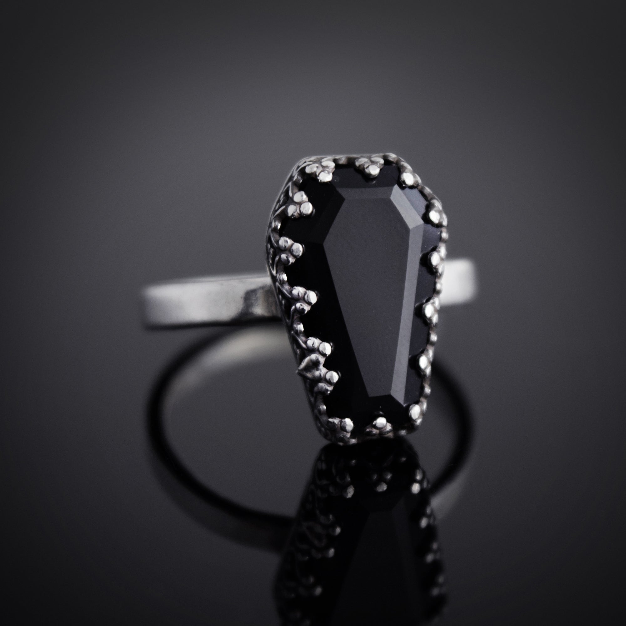 Onyx Coffin Ring