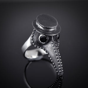 Plague Doctor Ring with Onyx Eyes Only