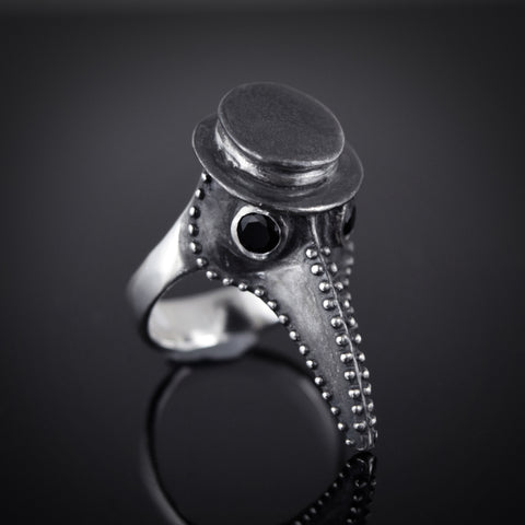 Plague Doctor Ring with Onyx Eyes Only