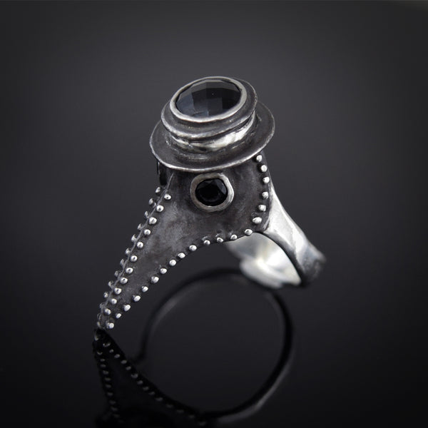Plague Doctor Ring with Onyx Stones