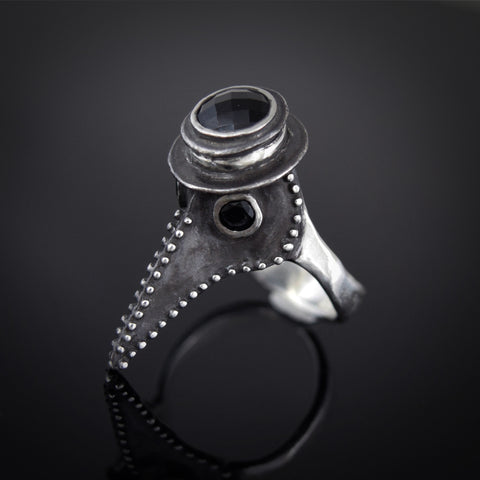 Plague Doctor Ring with Onyx Stones