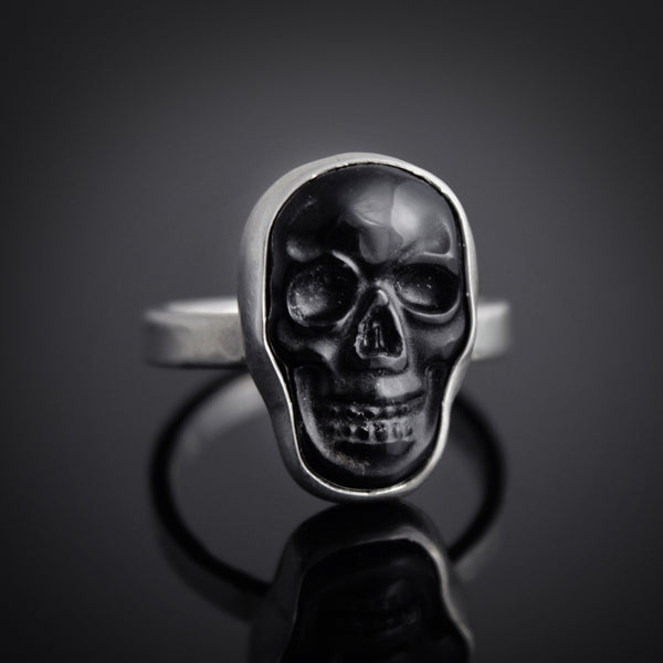 Obsidian Skull Ring