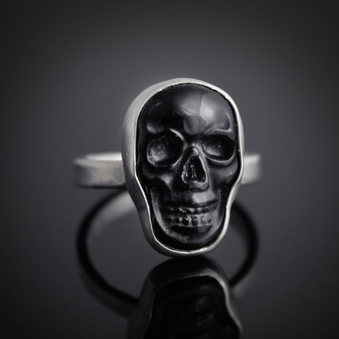 Obsidian Skull Ring