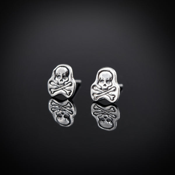 Stamped Skull Stud Earrings
