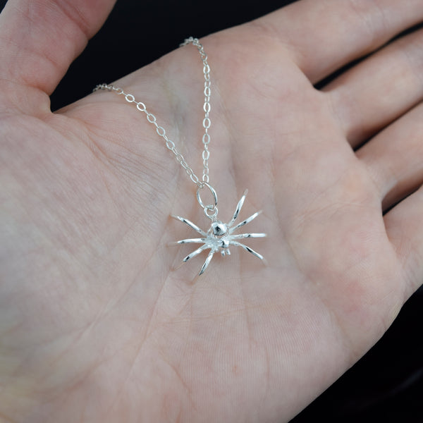 Small Silver Spider Necklace