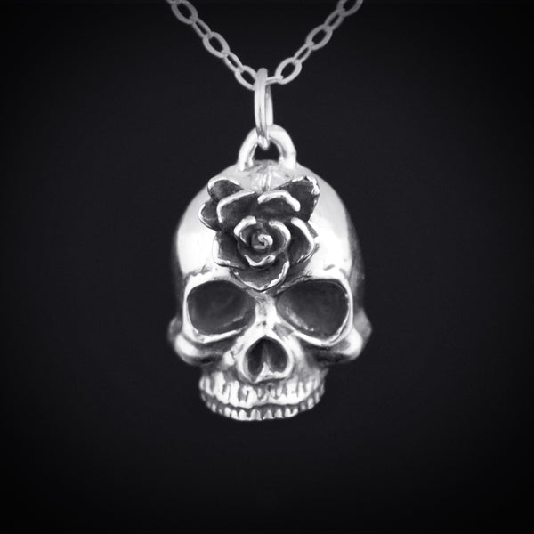 Third Eye Rose Skull Necklace