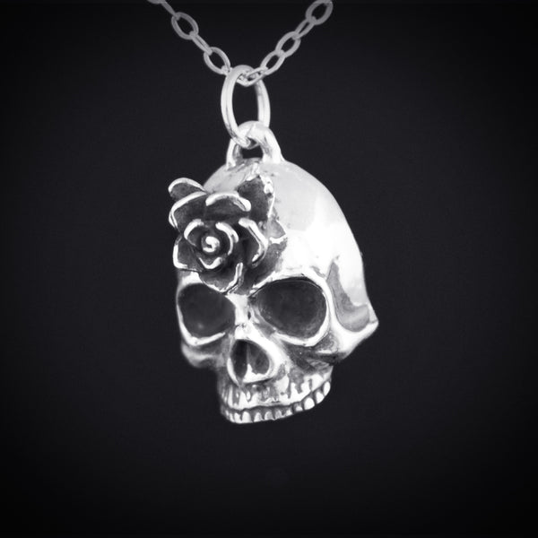 Third Eye Rose Skull Necklace