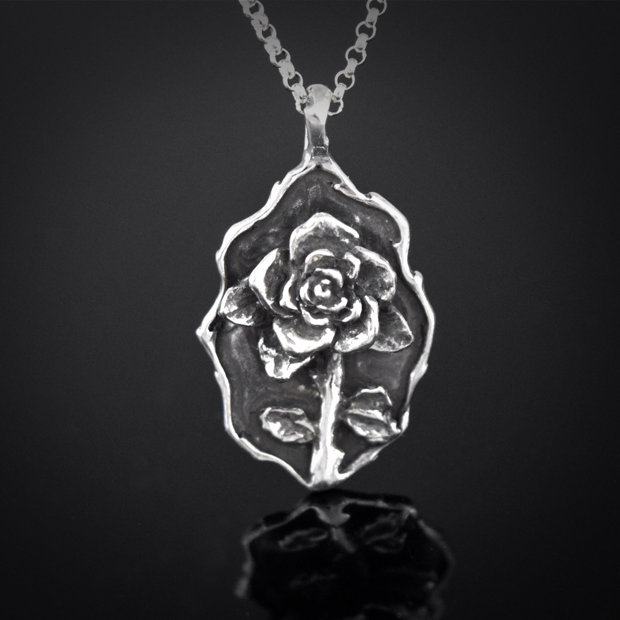 Thorn Frame Rose Necklace ~ Oval