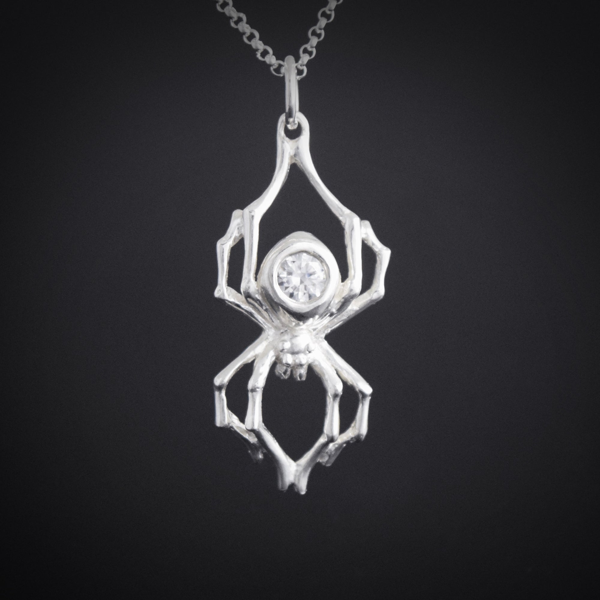 White Widow Spider Necklace