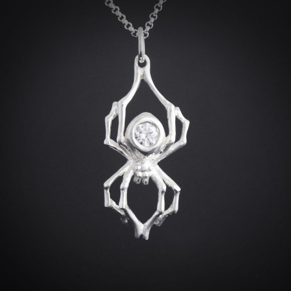 White Widow Spider Necklace