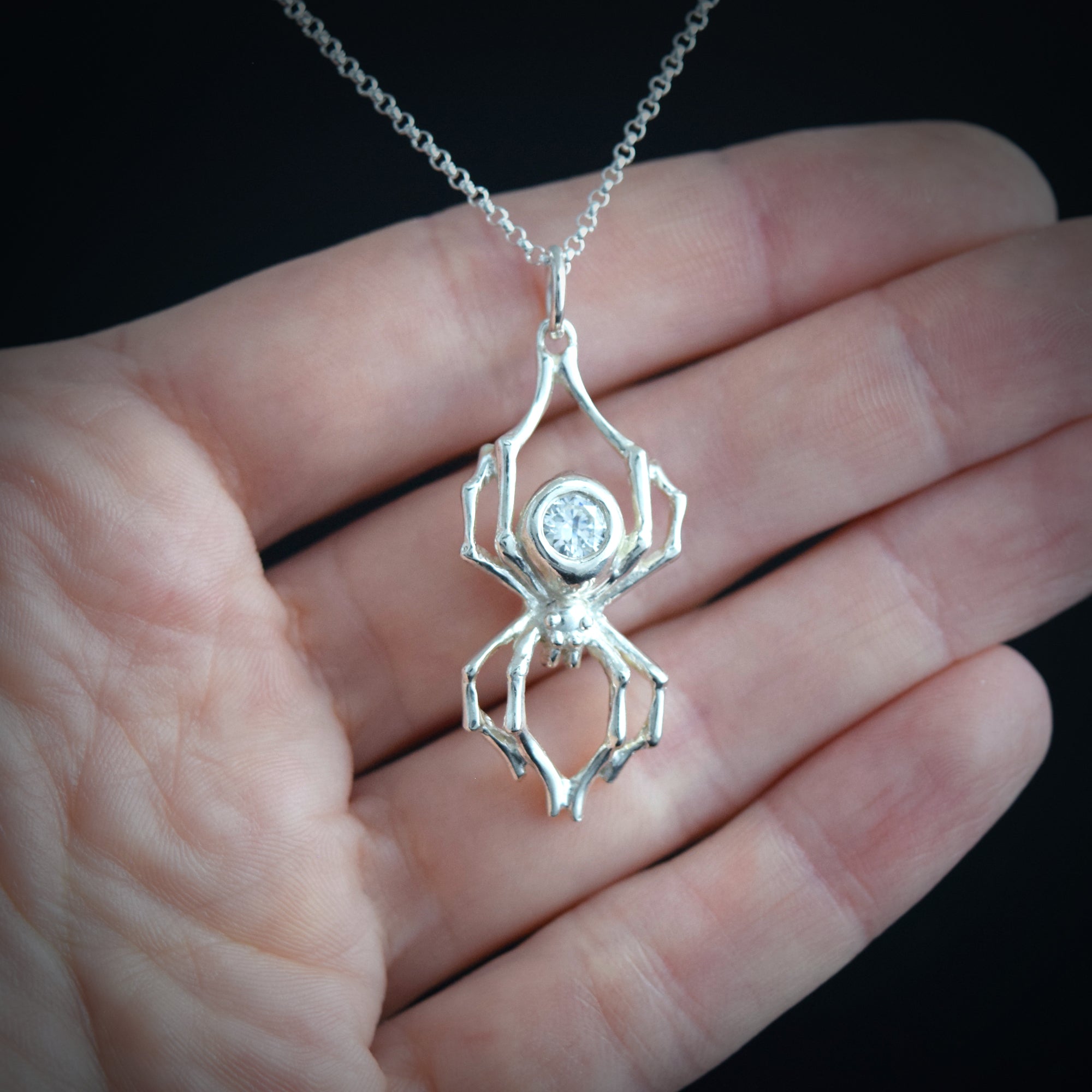 spider plant necklace White Widow Spider Necklace