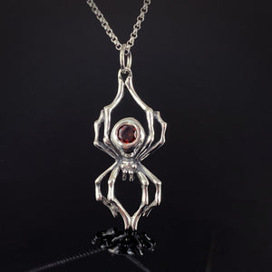 Garnet Widow Spider Necklace