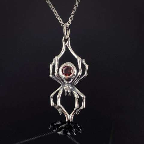 Garnet Widow Spider Necklace