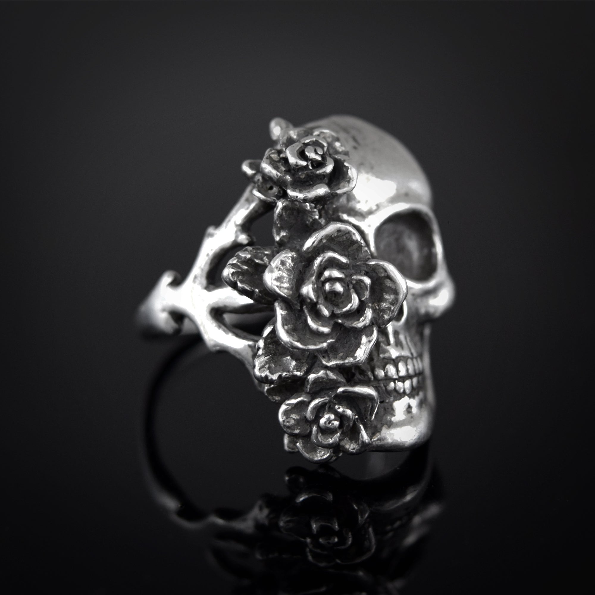 Half Rose Half Skull Ring