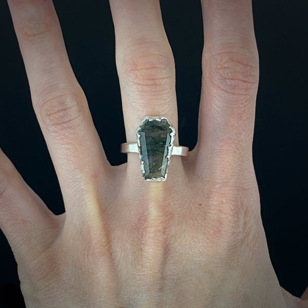 Moss Agate Coffin Ring
