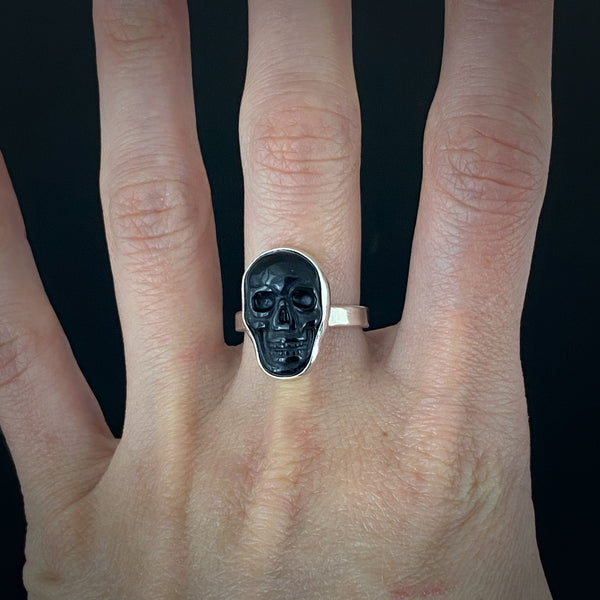 Obsidian Skull Ring
