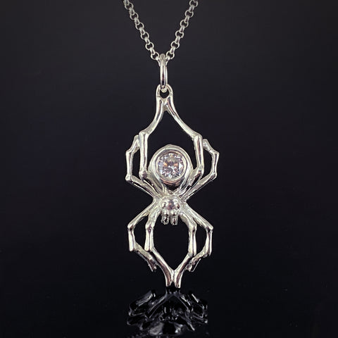 White Widow Spider Necklace