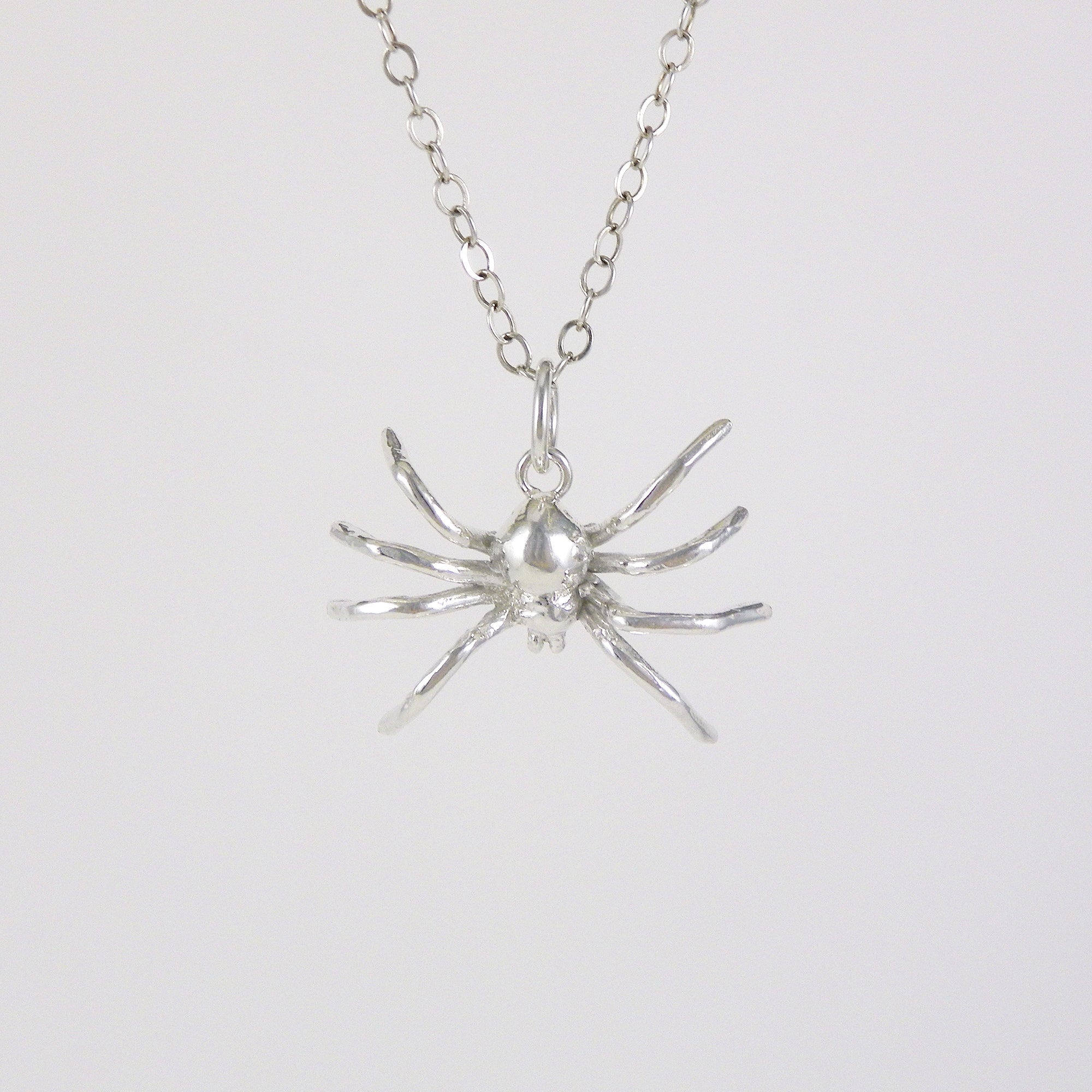 Small Silver Spider Necklace