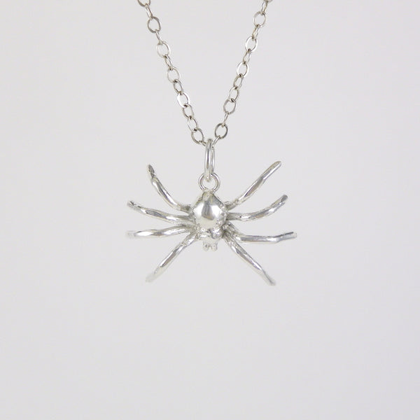 Small Silver Spider Necklace
