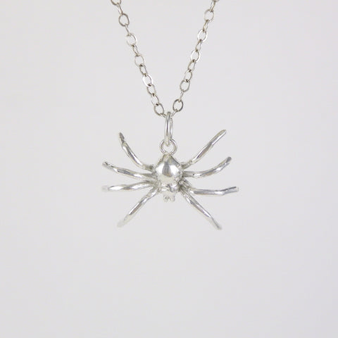 Small Silver Spider Necklace