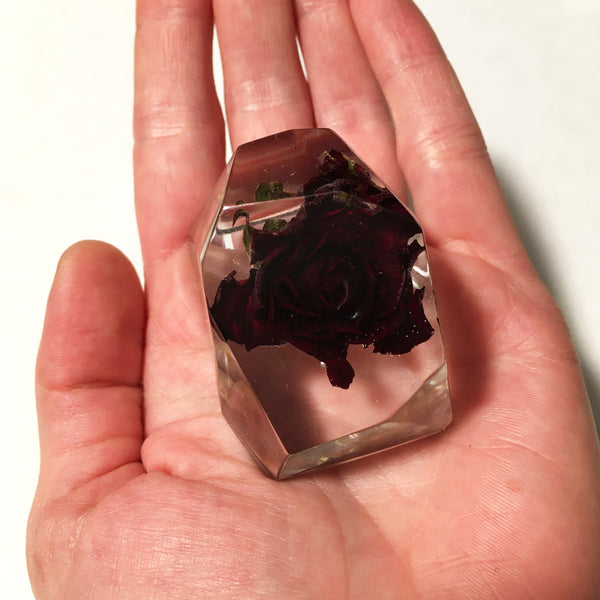 Dark Red Rose Resin Crystal