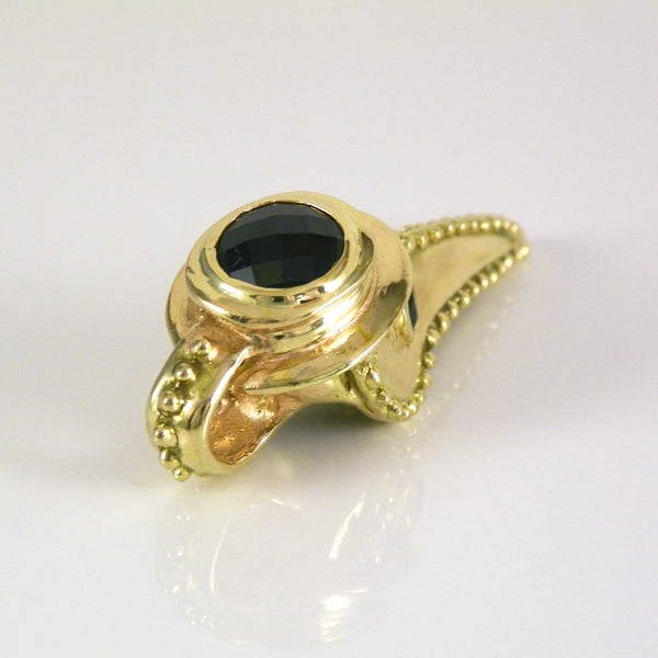 Gold Plague Doctor Pendant with Onyx Stones