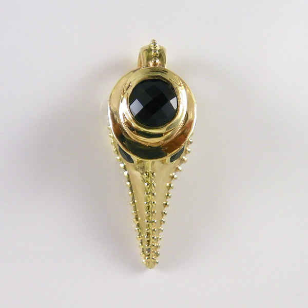 Gold Plague Doctor Pendant with Onyx Stones