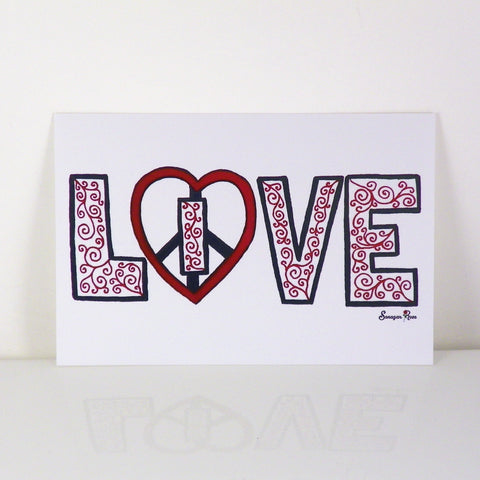 Love Live Peace ~ 4x6 Giclee Print