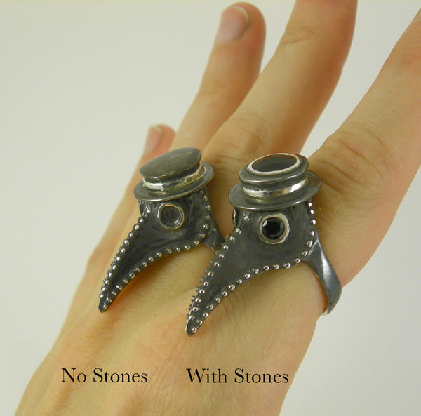 Plague Doctor Ring with Onyx Stones