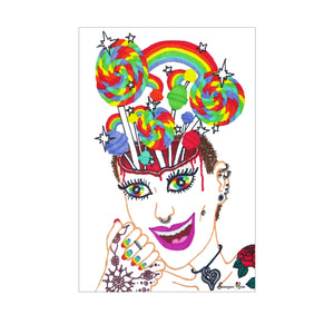 Head Full of Rainbows and Lollipops ~ 6x4 Giclee Print