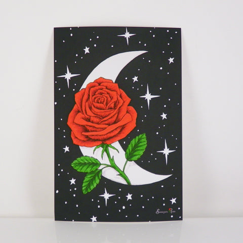 Rose in Moon ~ 6x4 Giclee Print
