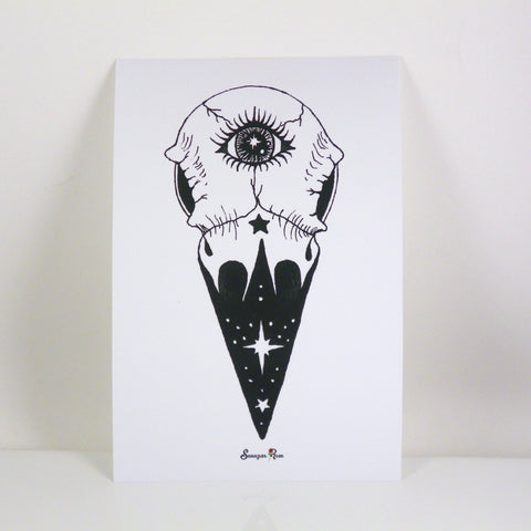 Third Eye Raven ~ 6x4 Giclee Print