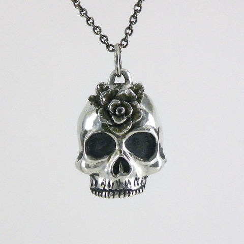 Third Eye Rose Skull Necklace