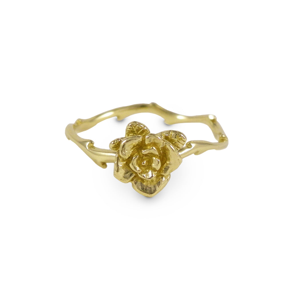 Gold Mini Flowing Rose Ring