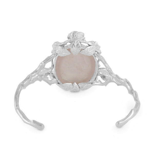 Mini Rose Cuff Bracelet with Rose Quartz