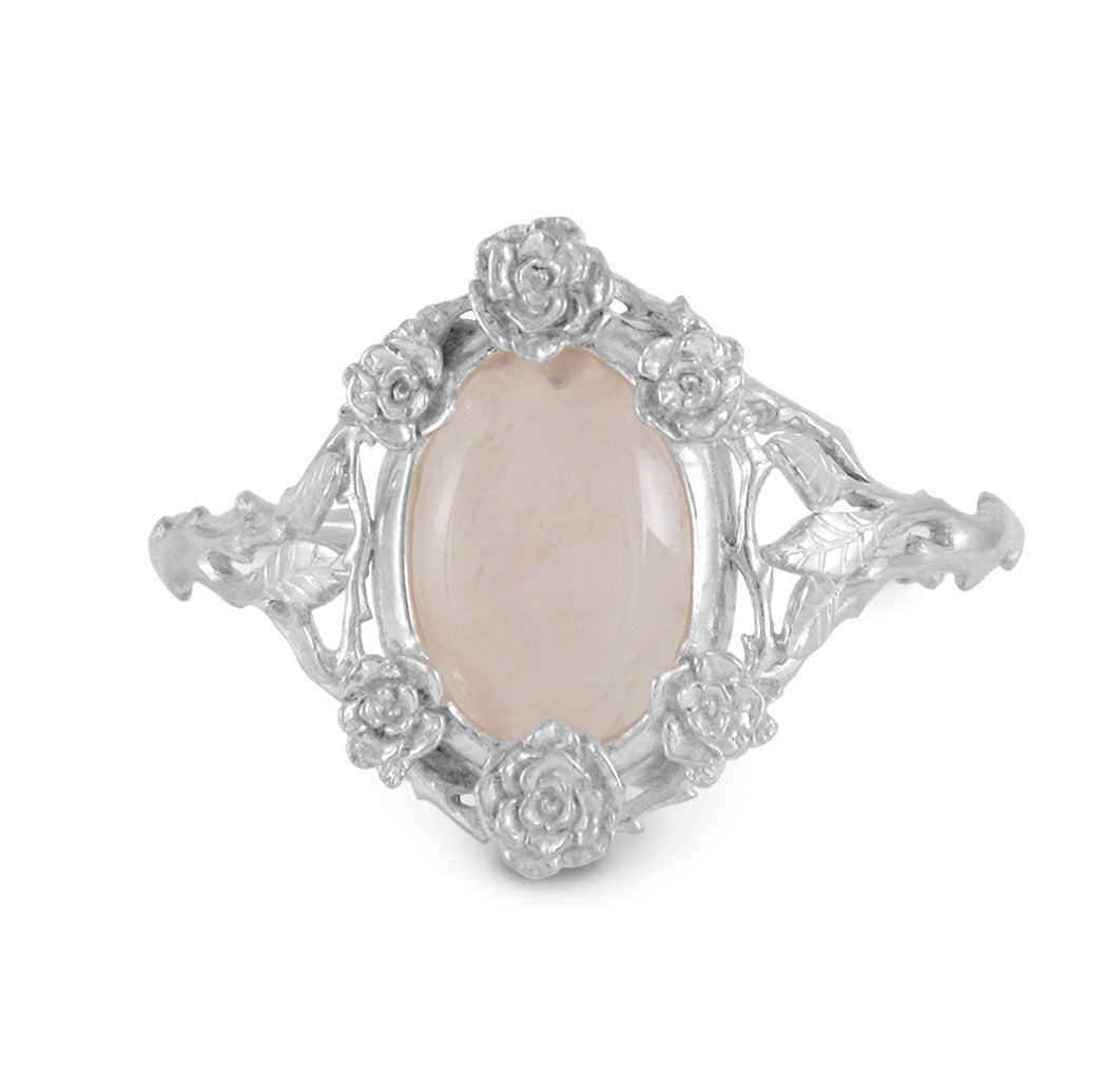 Mini Rose Cuff Bracelet with Rose Quartz